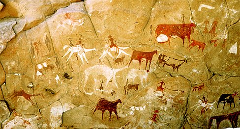 archei-2 Site N°4 : Manda Guili. Représentation de bovins et de chameaux montés qui ne sont pas au galop volant.