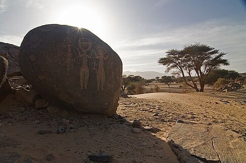 Gravures Un voyage entre le puits de Tazezeit et le kori Tanakom permet de remonter le temps en explorant différents sites de...